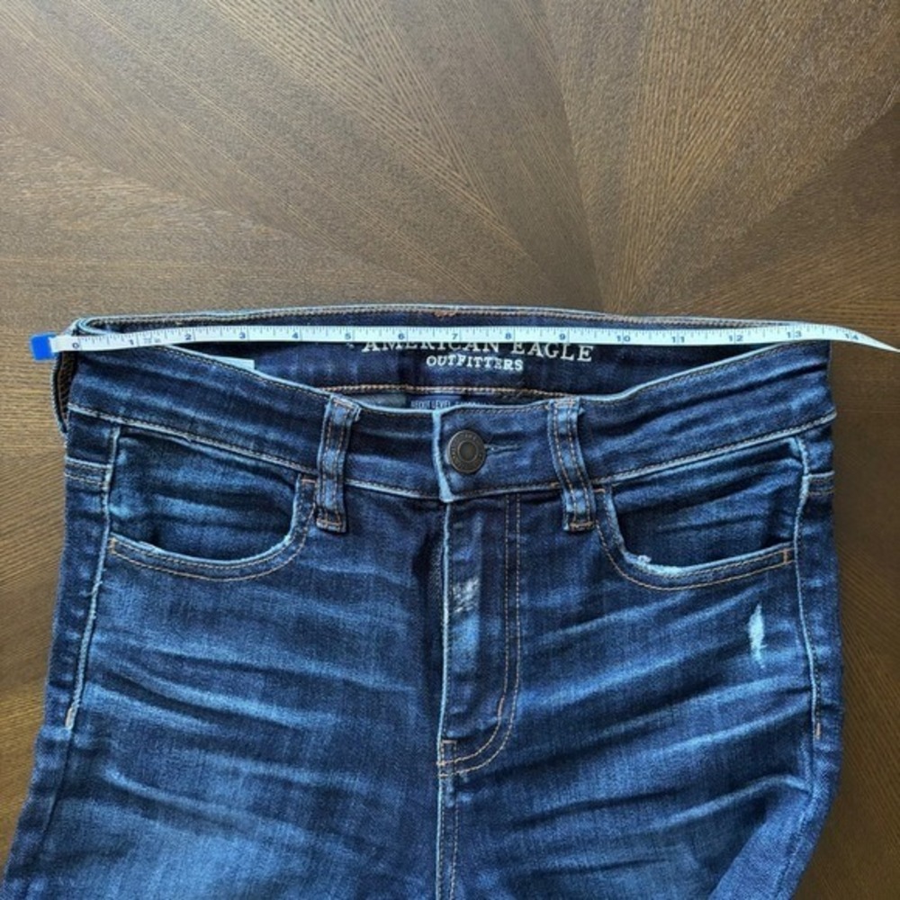 American Eagle Outfitters Jeans Womens US 4 Dark Wash Skinny Distressed Ripped - Picture 9 of 10
